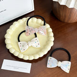 DAIIIBABYYY  -  Fashion Cute 6.4cm Inlaid Colorful Rhinestones Bow Hair Band For Sweet Girls Acetate High Ponytail Hair Rope Hair Accessories