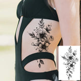 Daiiibabyyy  1Pc Washable Temporary Tattoo, Vivid Red Ink Flower Minimalist Design, Suitable For Daily Use