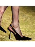 DAIIIBABYYY   -  Pointed Stiletto Heels Women Pumps Leather 2024 Summer Designer Mule Sandals Elegant Sexy Office High Heels Shoes Female New