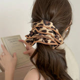 Daiiibabyyy  Women's Hair Tie Fashionable Leopard Print Large Intestine Hair Band Korean Style Scrunchies Versatile Chic Ponytail Hair Tie