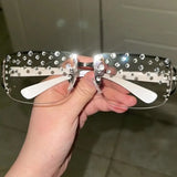 Daiiibabyyy  Fashion Ghotic Unisex Sunglasses Women Y2K Cycling Sports Punk Goggle Shiny Diamond Luxury Sun Glasses for Female Men Eyewear
