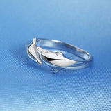 Daiiibabyyy 100% 925 Sterling Silver Ring Smooth Surface Cute Animal Dolphin Adjustable Fine Jewelry For Women Party Bijou Gift