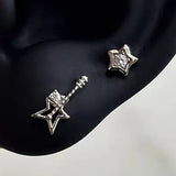 Daiiibabyyy  Star Guitar Asymmetrical Stud Earrings Exquisite Minimalist Ear Studs Unique Vintage Hip Hop Punk Versatile Women's Jewelry Gift
