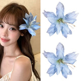 DAIIIBABYYY  -  2/4/6 pcs Hawaiian Flower Hair Clips for Women Artificial Floral Hibiscus Lily Barrettes Hairpin Accessories Vacation Beach Gift