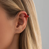 Daiiibabyyy  Colorful Water Drop Clip Earrings for Women Simple Geometric C-Shaped Ear Cuffs Trendy Casual Versatile Non-Pierced Jewelry Gift