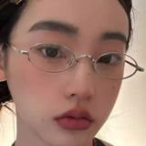 DAIIIBABYYY  -  Y2K Metal Oval Shades Glasses for Women Men Fashion Sunglasses 2024 Unisex Eyeglasses Frames Uv400 Fashion Eyewear Glasses
