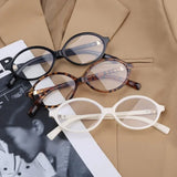 Daiiibabyyy -  Y2K Retro Oval Frame Anti-Blue Light Glasses Sweet Cool Girls Black White Eye Glasses Vintage Simple Women Plain Glasses Eyewear