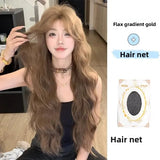DAIIIBABYYY  -  Bear Soft Candy Women's Middle Parting Lazy Feel Long Curly Hair Wig Linen Brown Full Head Cover Asian Fiber Mechanism Hair