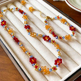 DAIIIBABYYY  -  Colorful Flowers Necklaces for Women Sweet Korean Fashion Elegant Jewelry Beads Beach Style Collares Para Mujer