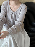 DAIIIBABYYY  -  Braided Lace Up Knitted Sweater Top for Women, Autumn and Winter Hollow Out Lazy Sweet Style Loose Sweater