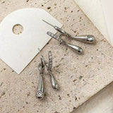 Daiiibabyyy  Trendy Silver Color Metal Water Droplet Inlaid Rhinestone Tassel Earrings Chilly Punk Fashion Jewelry for Women