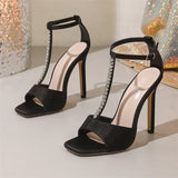 Daiiibabyyy  Summer Fashion Crystal Diamond  Sandals Women Buckle Strap Stiletto Thin Heels Female Shoes Party Dress Pumps