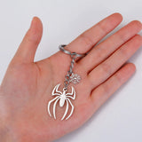 DAIIIBABYYY  -  Goth Halloween Charm Car Keychain Gothic Bat Ghost Spider Web Skull Stainless Steel Key Ring Holder Gift for Men Women