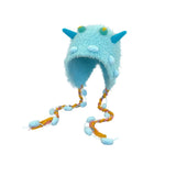 Daiiibabyyy  Women's Winter Hats Cute Funny Little Monster Knitted Hat Winter Plush Warm Woolen Hat With Straps Ear-protecting Lei Feng Hat