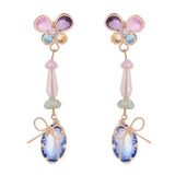 Daiiibabyyy Romantic Butterfly Drop Earrings For Women Delicate Rhinestone Crystal Long Tassel Earrings Wedding Party Jewelry