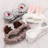 Daiiibabyyy 1pc cute Soft Coral Fleece Headband Animal Ears Hairband Wash Face Hair Holder Bow Turban for Women Hair Band Hair Accessories