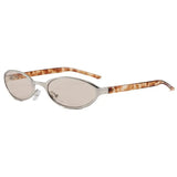 Daiiibabyyy  Women Y2K Cat Eye Old Money Style Sunglasses Small Frame Oval Sunglasses UV Resistant UV400 High-end Metal Narrow Frame
