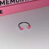 Daiiibabyyy  Stainless Steel Pink Ear Bone Nail for Women Sweet Cute Metal Zircon Water Drop Geometric Stud Earrings Y2K Jewelry Gifts
