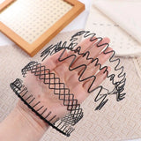 Daiiibabyyy  Creative Cross Wave Shape Headband Spring Shape Double Layer Thin Metal Hair Hoop Elastic Headwear Men Hair Bands Wash Face