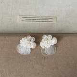 Daiiibabyyy  INS Fashion Natural Freshwater Pearl White Round Shell Tassel Dangle Earrings for Women Wedding Bridal Jewelry Wholesale