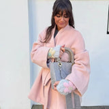 DAIIIBABYYY  -  Women Winter New Fashion Coats Light Pink Turn-Down Collar Long Sleeve Bow Belt Decoration Female Elegant Overcoats