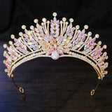 Daiiibabyyy  Baroque Royal Queen AB Crystal Rhinestone Wedding Bride Crowns for Women Princess Tiaras Quinceanera Hair Dress Accessory