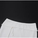 Daiiibabyyy  Lace Trim Tie-Up Corset Top Pencil Skirt Set Slim Fit Sleeveless Midi Length Summer Women Dress Chic Coquette Lady Co-ord