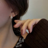 DAIIIBABYYY  -   Plated Pearl Stud Earrings Water Drop Shiny Zircon Morning Dew Earrings for Women Wedding Jewelry