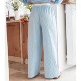 Daiiibabyyy Women y2k Loose Wide Leg Pants Casual Striped Print Elastic Drawstring Trousers with Pockets Aesthetic Long Pants Streetwear