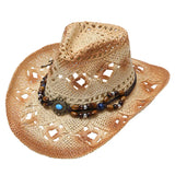 Daiiibabyyy  Summer cowboy straw hat for woman hand-woven hollow design imitation jade sapphire hat summer sun hat for man2022
