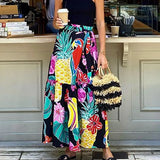 DAIIIBABYYY  -  Printing Patchwork Elegant Fashion Maxi Skirts, All Match Spring Summer Holiday Skirts, High Waist Lady Loungewear Skirts