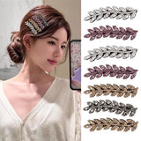 DAIIIBABYYY  -  2pcs Shiny Crystal Hair Clips Fashion Wheat Feathery Rhinestone Hairclip Broken Hair Tools Hairpins Wedding Headwear Accessory