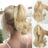 Daiiibabyyy  Synthetic Ponytail Extension Short Wave Curly Ponytail Clip in Claw Hair Extension Natural Synthetic Hairpiece for Women