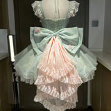 DAIIIBABYYY  -  Japan Lolita Jsk Sweet Dress Women Elegant Ruffles Lace Bandage Princess Strap Dresses Girls Y2k Kawaii Tea Party Mini Dress