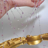 Daiiibabyyy  1 Meter Pink Purple Zircon Crystal Pendant Copper Chain for DIY Necklace Bracelet Clothing Chain Accessories