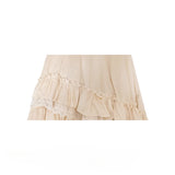 DAIIIBABYYY  -  Sweet Ballet Style Splicing Lace Ruffled Temperament Skirts Women's Autumn Winter Retro High Waist Fairy Big Swing Cake Skirt