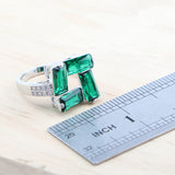 Daiiibabyyy Green Zircon 925 Silver Jewelry Sets Bridal Earrings Rings Pendant Necklace Stone Bracelets Set For Women