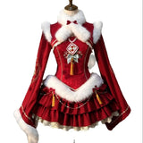 DAIIIBABYYY  -  Japan New Chinese Style Retro Cute Improved Cheongsam New Year'S Shirt Lolita Long-Sleeved Waist Cake Puffy Dress Winter