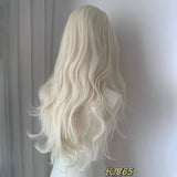 Daiiibabyyy  White Gold Long Curly Synthetic Wig High Quality Fashion Big Wave Bangs Women's Hair Wig