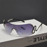 Daiiibabyyy  Cyberpunk Spicy Girl Style Retro Frameless Cut Edge Sunglasses for Women, Slim and Large Framed Snake Shaped Sunglasses