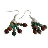 Daiiibabyyy  Chinese Style Mix Color Natural Stone Wood Beads Strand Dangle Earrings for Women Gold Silver Plated Alloy Daily Jewelry