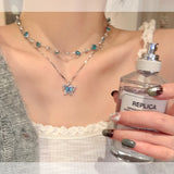 DAIIIBABYYY  -  New Crystal Necklace For Women Glitter Butterfly Zircon Bead Collarbone Chain Light Luxury Exquisite Choker Jewelry Chain