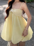 Daiiibabyyy  Summer French Sweet Solid Patchwork Sequined Spaghetti Strap Loose Camis