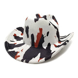DAIIIBABYYY  -  Unisex Wide Brim Hat Leopard Print Felted Cap Panama Cow Design Cowboy Jazz Style Men's Fedora Hat for Women And Men