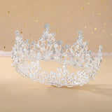 Daiiibabyyy  Baroque Pink Black Crystal Rhinestone Round Crown Tiara Hair Jewelry Wedding Hair Accessories Bridal Queen Party Crowns