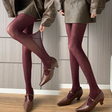 Daiiibabyyy  New Sexy Angola Red Pantyhose Women Girl Retro Style Coffee Sheer Silver-streaked Boots Stockings Uniform Shiny Slimming Tights