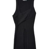 Daiiibabyyy  Stylish Cross-over Irregular Neckline Sleeveless Knitted Vest For Women Niche Sexy Slit Slim-fit Top CasualPure Desire 0FY1
