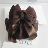 Daiiibabyyy  Professional Ribbon Ruffled Edges Hair Net Sweet Flower Bow Snood Headwear Ponytail Clip Hairgrips Cover Net Waiter