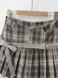 DAIIIBABYYY  -  Sweet Hot Girl Retro College Style Plaid Pleated Short Skirts Women's Summer High Waist Slim Bow Lace-up Anti-exposure Skirt