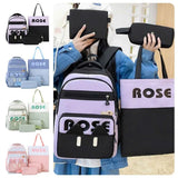 Daiiibabyyy  4Pcs/Set Large Capacity 4 in 1 Backpack Multifunction Casual Book Bag School Rucksack Breathable College Backpack Students